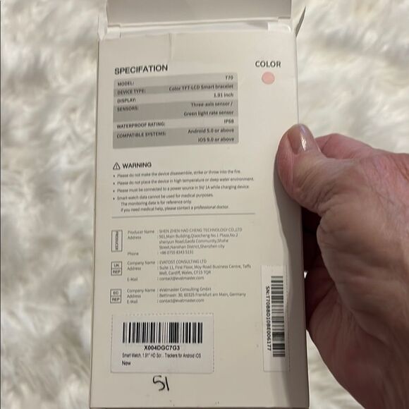 Smartwatch with Square Face - Black Fitness Tracker, make calls, etc. etc. - Picture 8 of 12